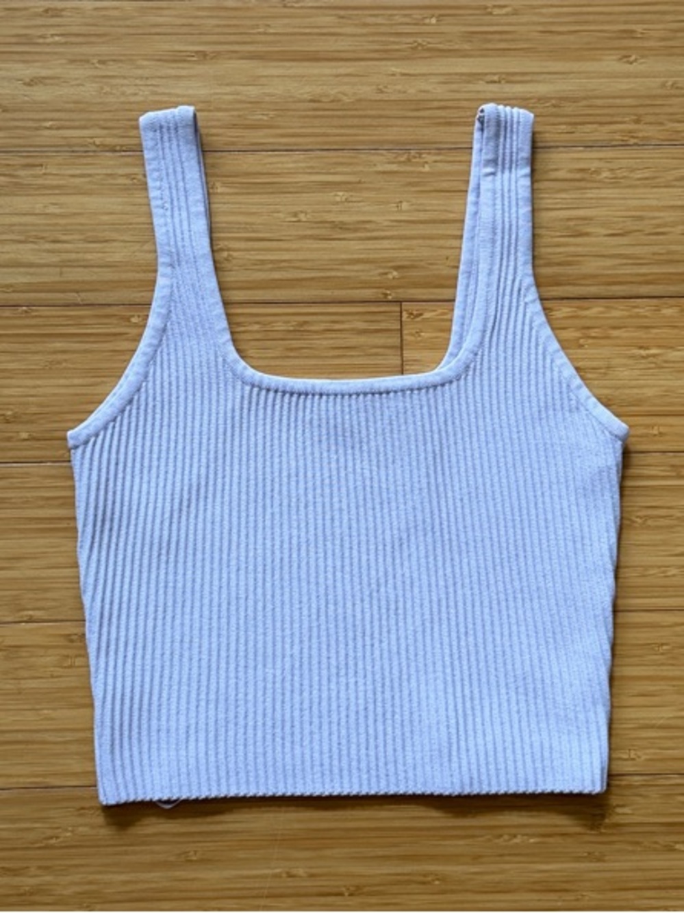 debut Ribbed Square-Neck Crop Tank - Light Lavender